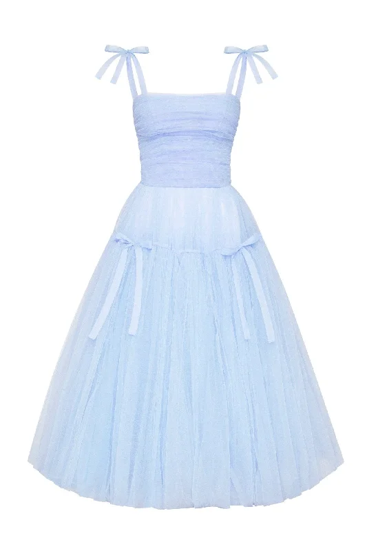 Don't Miss Out Light Blue tie-straps tulle dress