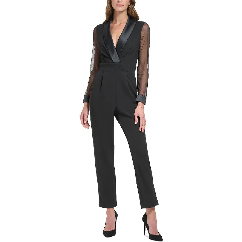 Best Online Women's Boutiques Jessica Howard Womens Petites Illusion Straight Leg Jumpsuit