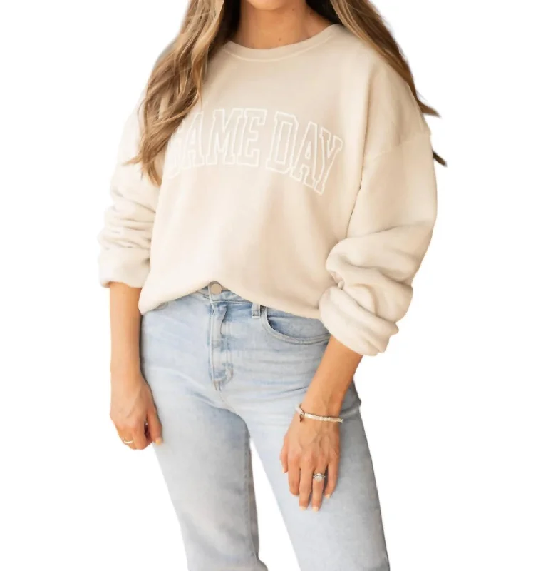 The Epitome Of Modern Women's Fashion Your Game Day Sweatshirt In Beige