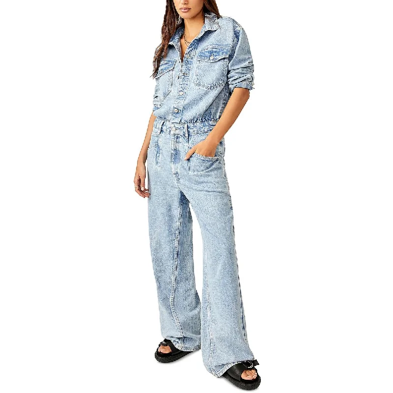 Signature Style Essentials We The Free Womens Denim Relaxed Fit Jumpsuit