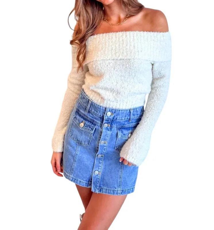 Top Deals Bliss Off Shoulder Sweater In White