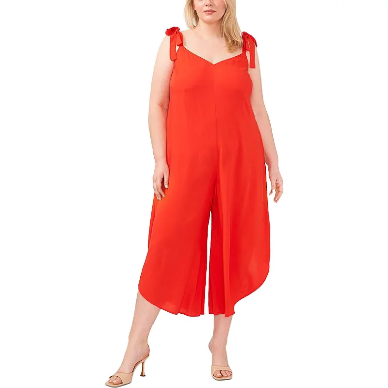 Women Wear Brands Vince Camuto Womens Plus Tie Shoulder Wide Leg Jumpsuit