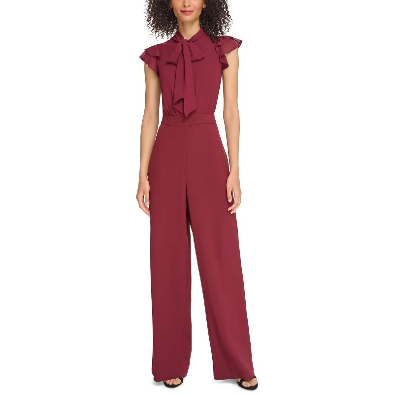 Unique Women's Fashion Pieces Vince Camuto Womens Petites Tie Neck Flutter Sleeve Jumpsuit