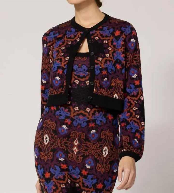 Seasonal Picks Marybeth Sweater Cardigan In Venezia Print