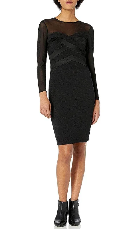 Unleash Your Trend Driven Style Taylor 1743M - Crossed Long Sleeve Cocktail Dress