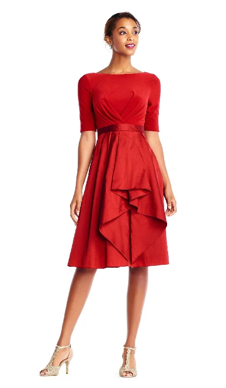 End of Season Sale Adrianna Papell - AP1D101549 Bateau Jersey/Taffeta A-line Dress