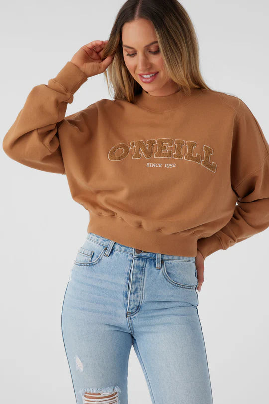 Trendy Women's Wear Collection O'NEILL MOMENT CROP CREW SWEATER - TOBACCO BROWN