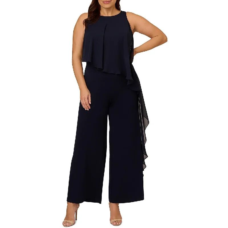 High-End Women's Apparel Adrianna Papell Womens Plus Chiffon Crepe Jumpsuit