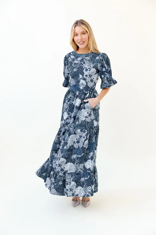 Chic Style, Always In Vogue Michola Dress in Wedgewood Flourish