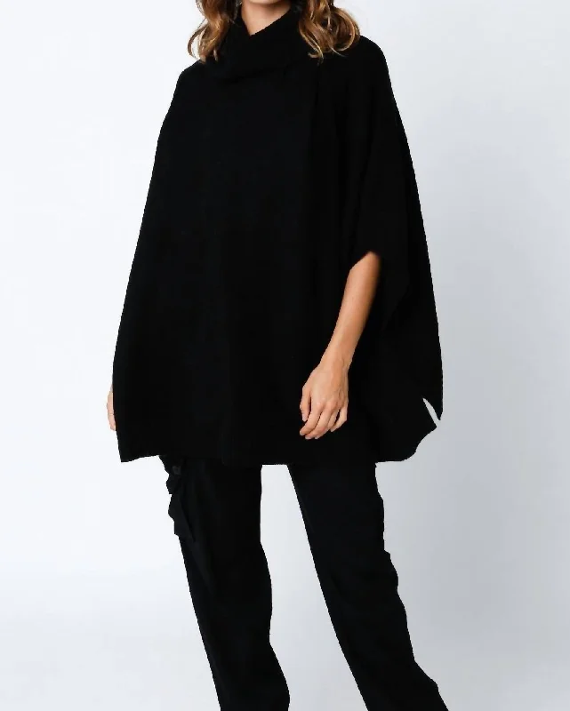 Sophisticated Style Emily Sweater Poncho In Black