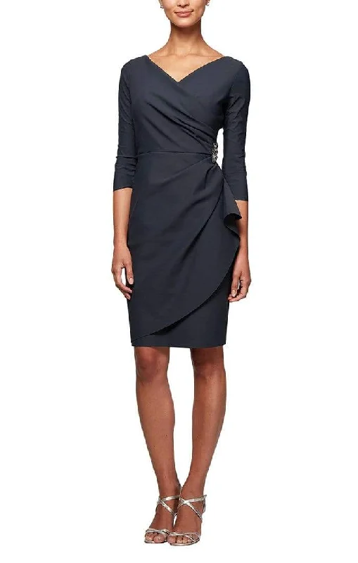 Unbeatable Prices Alex Evenings - 134134 Quarter Sleeves Surplice Bodice Sheath Dress