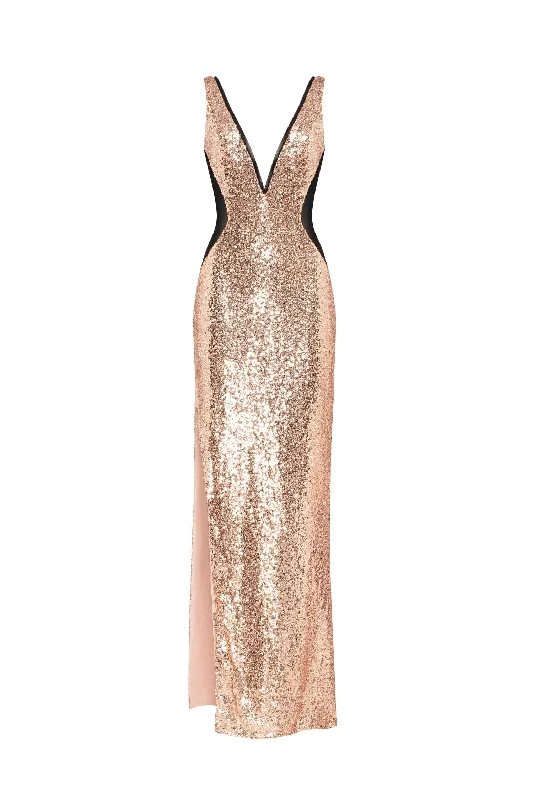 Hot Brand Discounts Extravaganza fully sequined gold maxi dress, Smoky Quartz