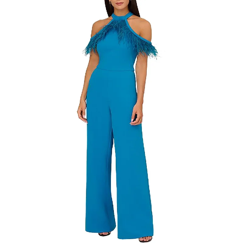 Women's Stylish Outerwear Adrianna Papell Womens Crepe Wide Leg Jumpsuit