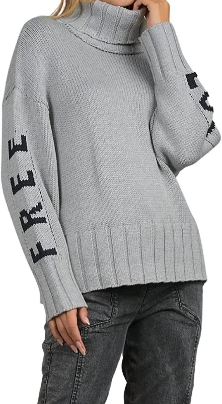 Women's Urban Fashion Free Love Cozy Sweater In Grey