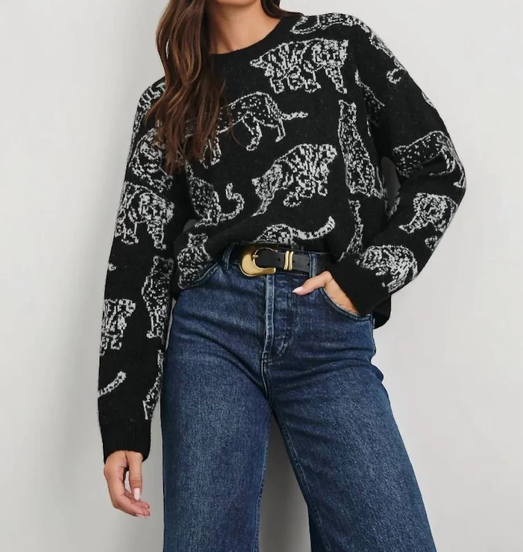 Trendy Pulse Perci Cat Sweater In Charcoal Cats