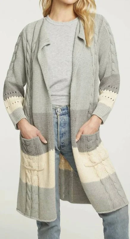 Chic And Edgy Cotton Blend Open Front Duster W/ Pockets In Sunset