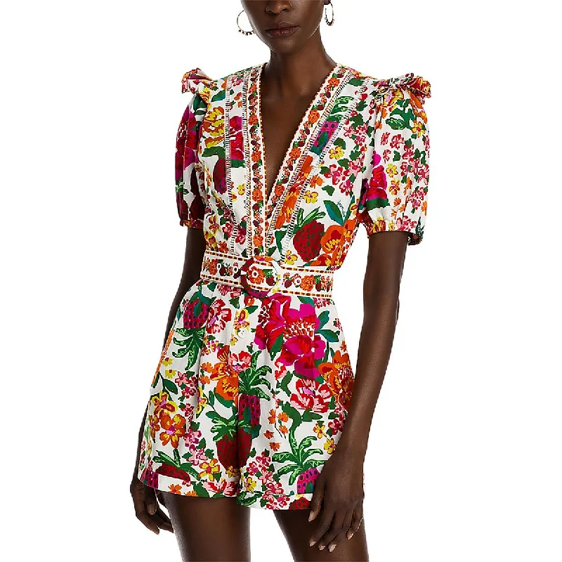 Quality Wear FARM Rio Womens Floral Button Up Romper