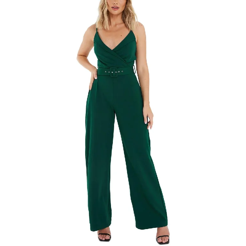 Break Fashion Norms Quiz Womens Juniors Surplice Gathered Jumpsuit