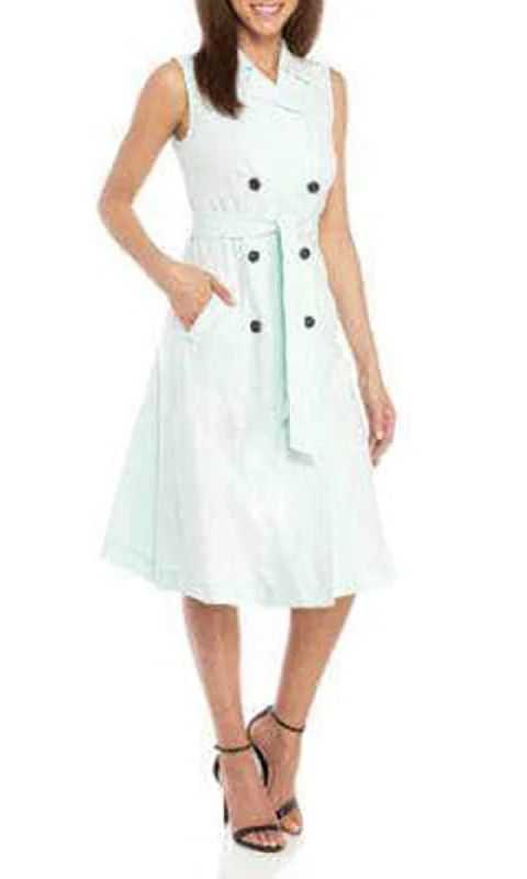 Ride The Style Wave Ellen Tracy ETMS9WD168 - Sleeveless Collared Tea-Length Dress