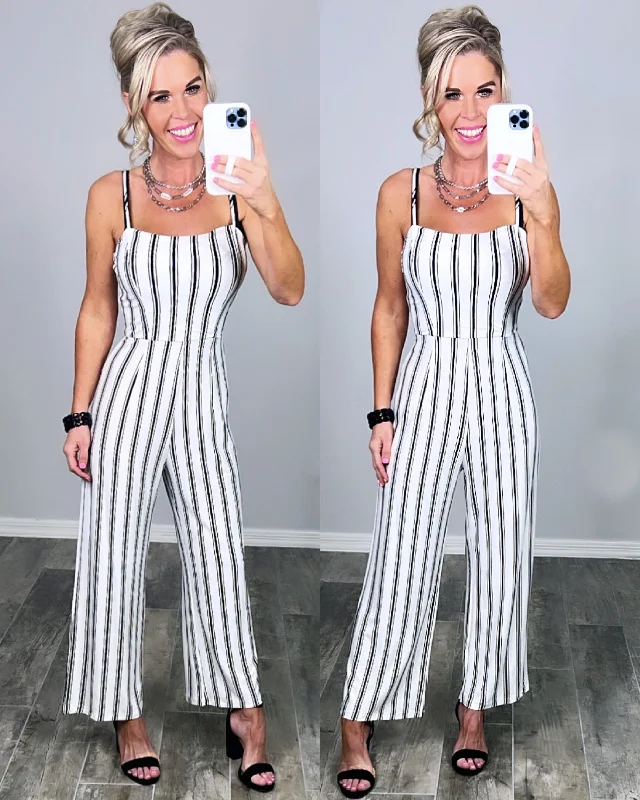 Get The Latest Trends Striped Jumpsuit - White