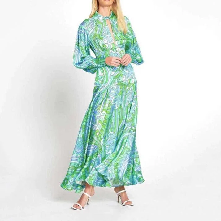 Sporty Streetwear KittenAlarm - Purlie Keyhole Floral Maxi Dress