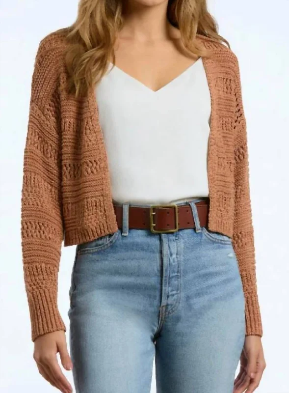 Women's Fashion Clothing Andrea Crochet Cardigan In Walnut