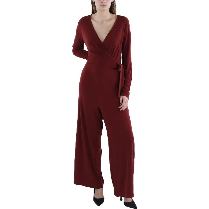 Shop Our Looks Maggy London Womens Faux Wrap Side Tie Jumpsuit