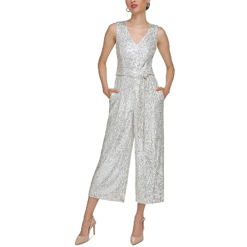 Trendy Women's Outfits for Casual Wear Calvin Klein Womens Sequined Cropped Jumpsuit