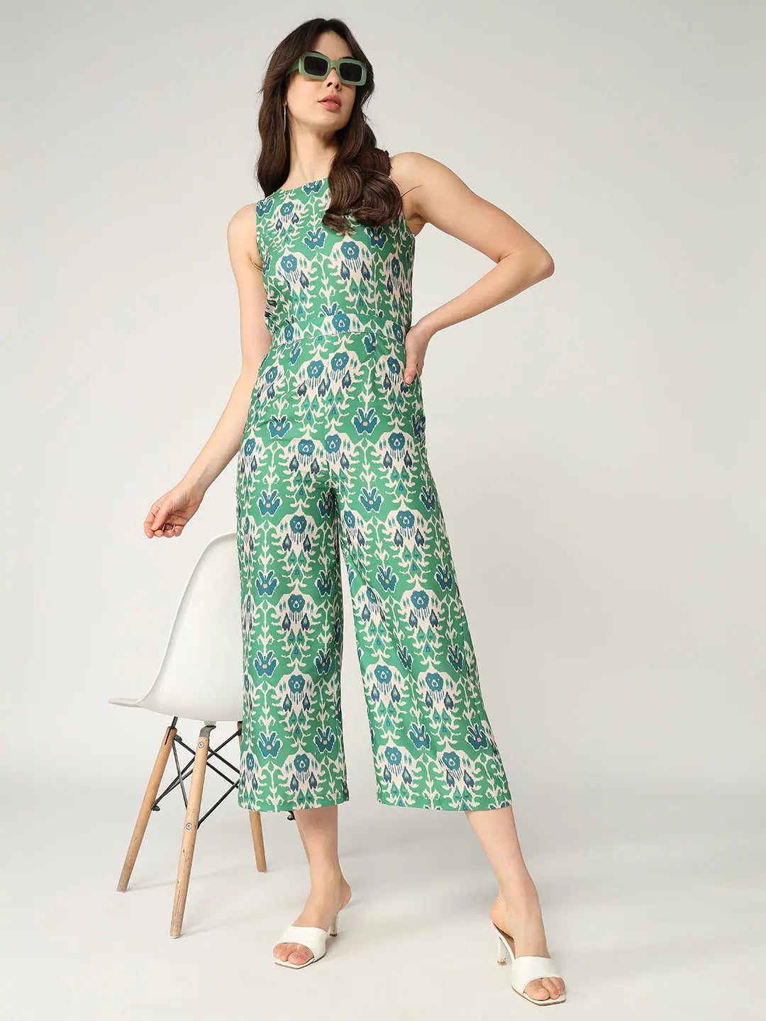 Affordable Online Boutique Fusion Ikat Printed Sleeveless Jumpsuit