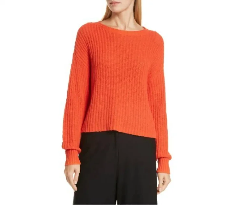 Special Offers Organic Cotton Rib Knit Oversized Shaker Sweater In Orange