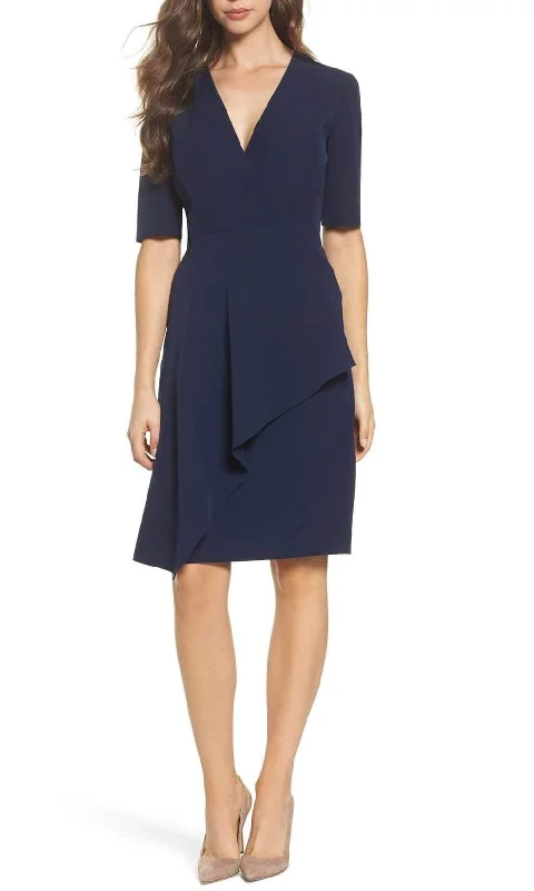 Sale On Clothing Maggy London - G3278M Elbow Sleeve Ruffle Wrap Sheath Dress