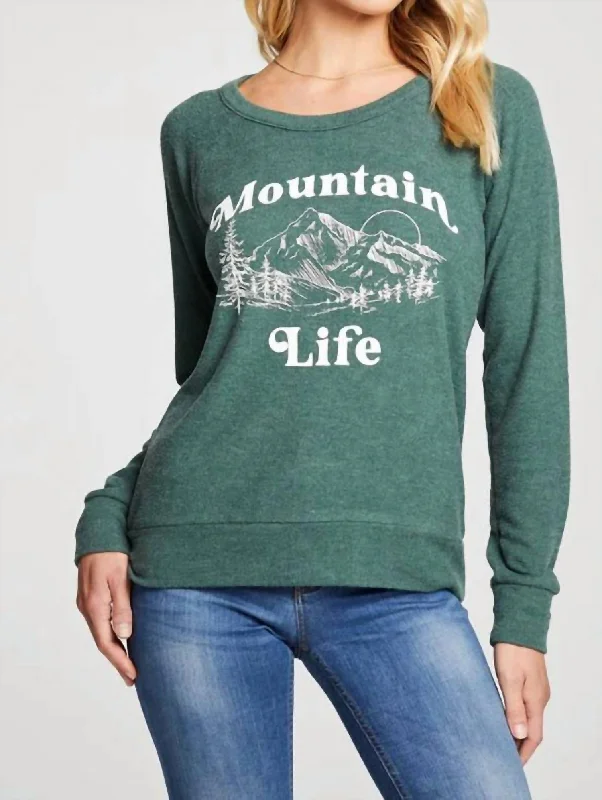 Women's Fashion Essentials Rpet Bliss Knit Long Sleeve Raglan Pullover In Mountain Life