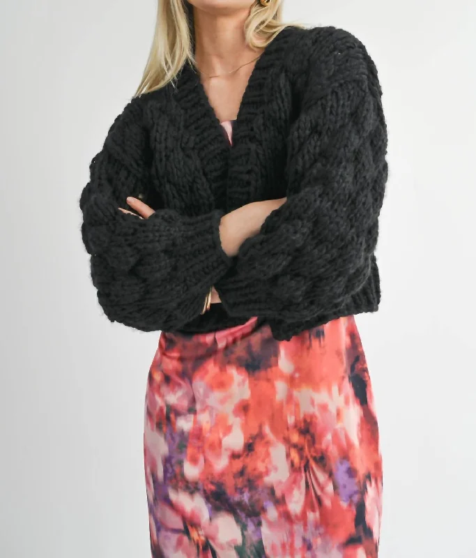 Sophisticated Fashion Kayla Chunky Cardigan In Charcoal