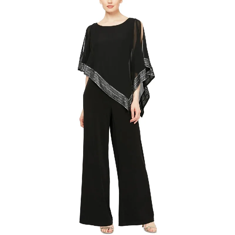 Flash Sale Now SLNY Womens Petites Chiffon Metallic Jumpsuit