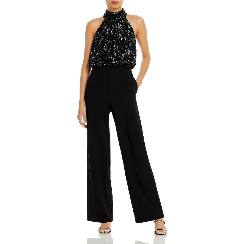 Fashion Frontiers Eliza J Womens Sequined Halter Jumpsuit