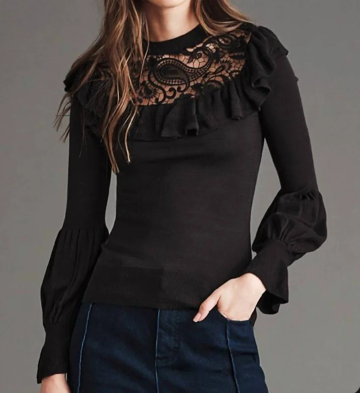 Flash Sale, Don't Miss Elsie Rayon Nylon Sweater In Black