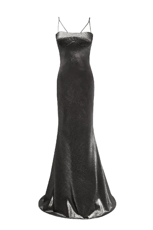 Hot Picks Shimmering graphite maxi dress