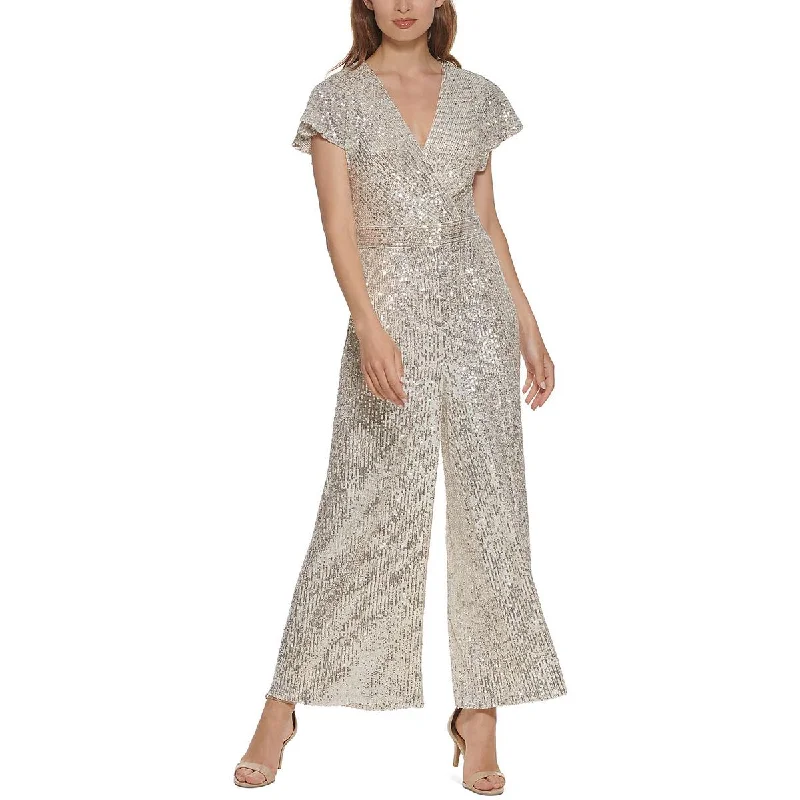 Modern Women's Apparel Eliza J Womens Sequined Surplice Jumpsuit