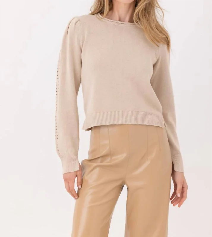 Preppy Style Crystal Sweater In Tan