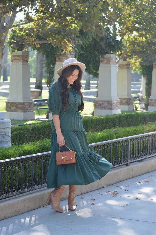 Elegant Fashion Tina Forest Green Maxi Dress