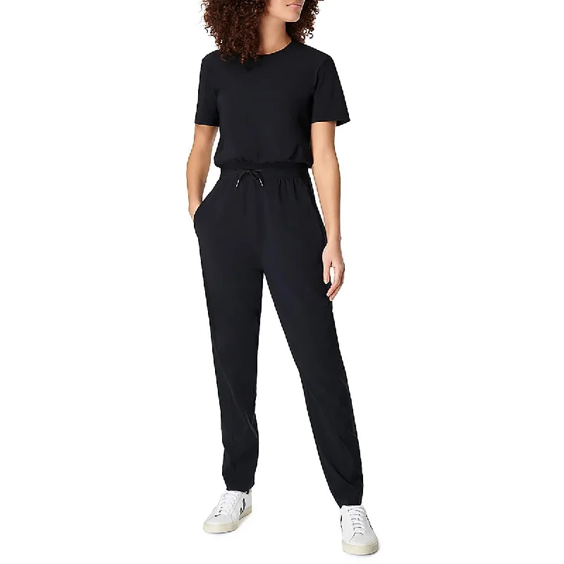 Valentine's Special Sweaty Betty Womens Drawstring Short Sleeve Jogger Jumpsuit