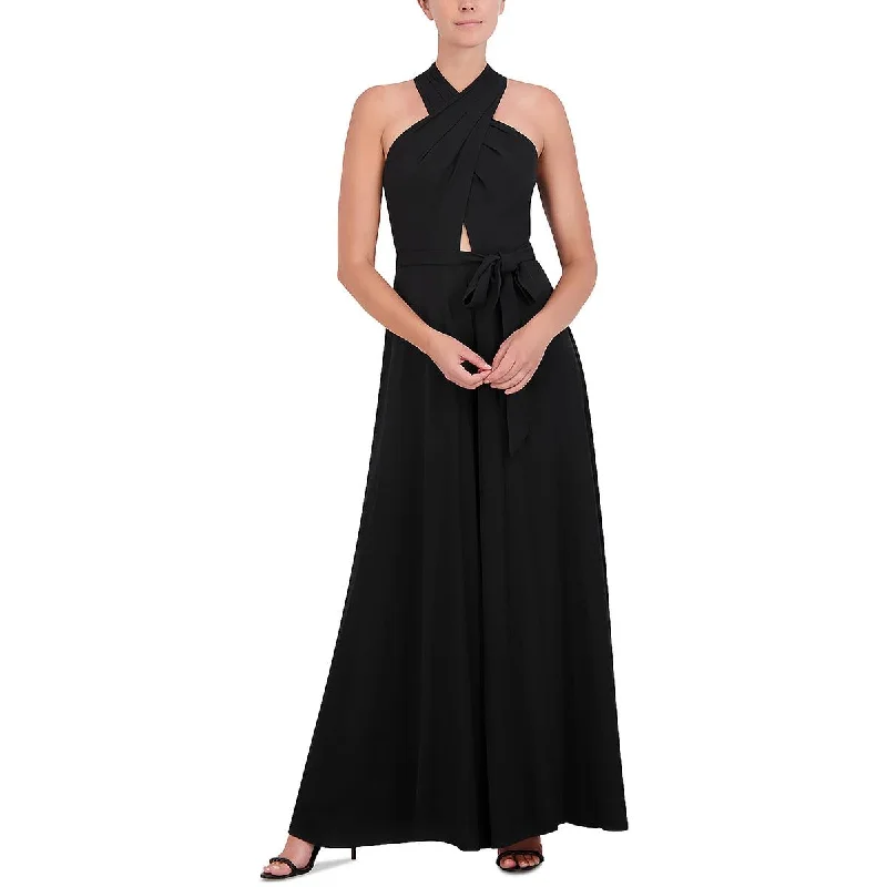 You'Ll Love Us Because BCBGMAXAZRIA Womens Halter Crossover Jumpsuit