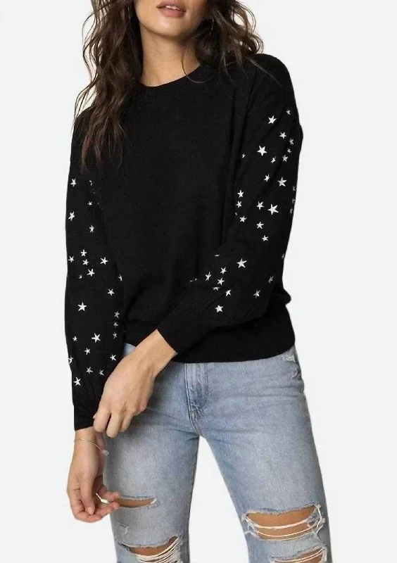 Athleisure Wear Special Offer Celeste Embroidered Star Pullover In Black