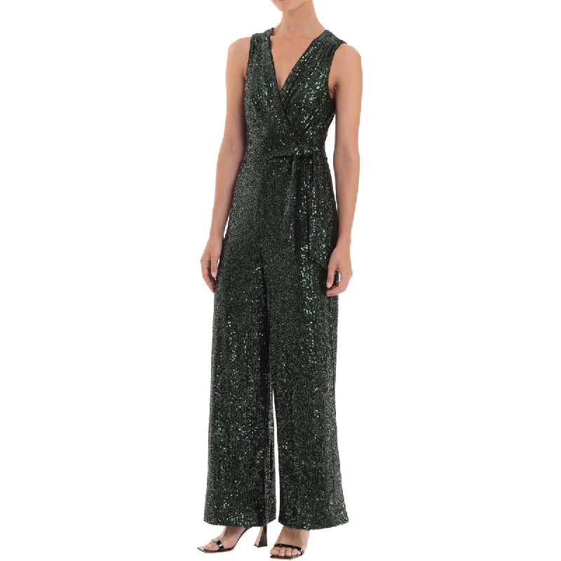 Limited Edition Maggy London Womens Sequined Wrap Jumpsuit