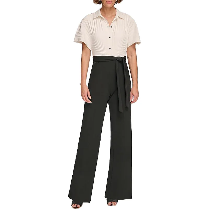 Comfortable Casual Wear DKNY Womens Pleated Wide Leg Jumpsuit