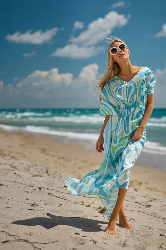 Massive Savings Christy Caftan in Seaglass Wave