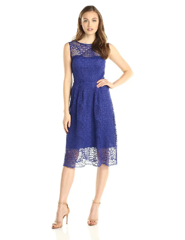 Seasonal Fashion Adrianna Papell - 15250960 Bateau Neck Flare Lace Dress