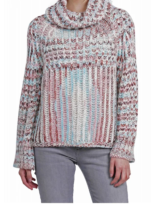 Online Impressions Boutique Mimi Chunky Turtleneck Sweater In Pink Multi