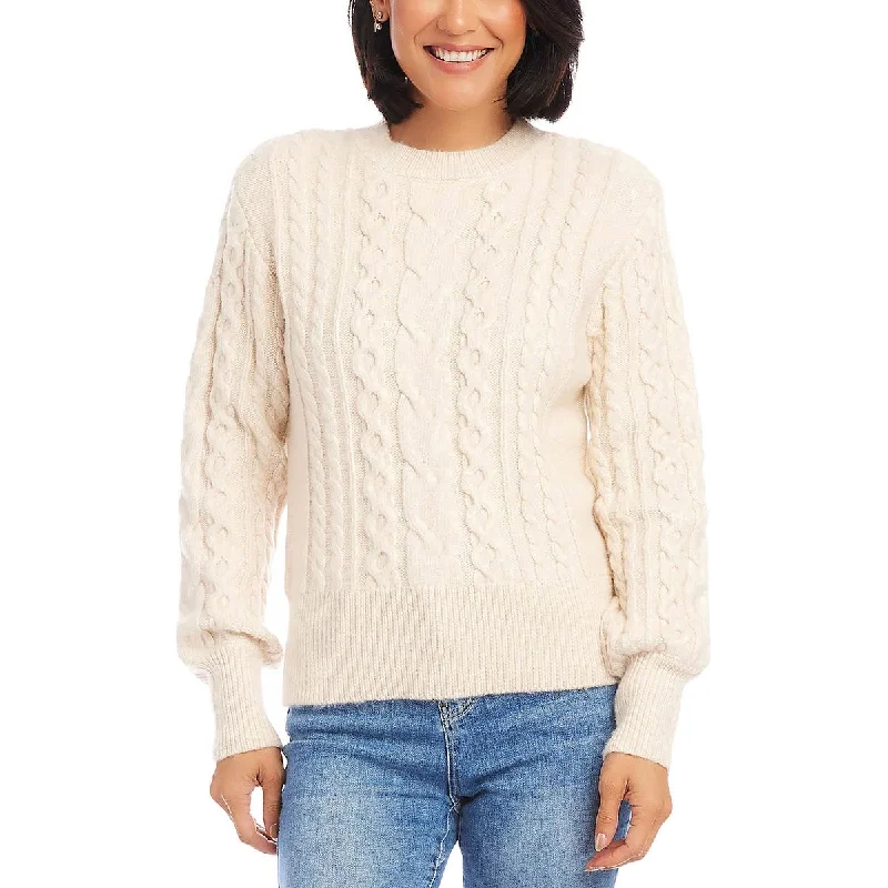 Quality Wear Womens Cable Knit Long Sleeves Crewneck Sweater