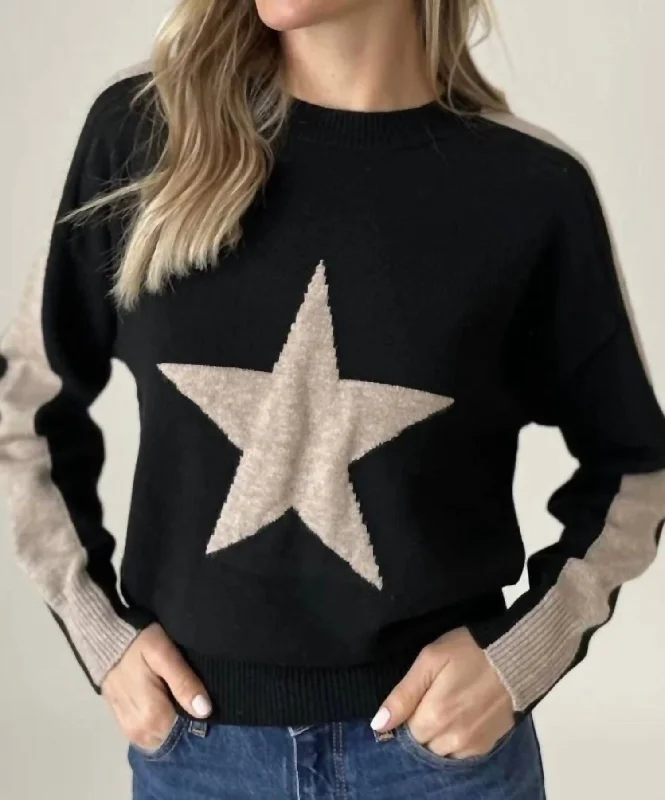 Versatile Outfits Star Graphic Sweater In Black/camel